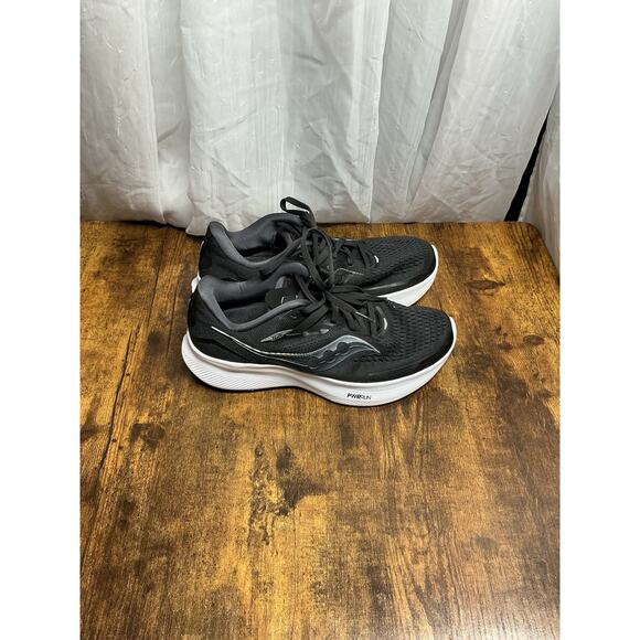 Saucony Shoes - Saucony Running Shoes Womens Size 8 Wide Black White Ride 15 Sneakers S10730-05